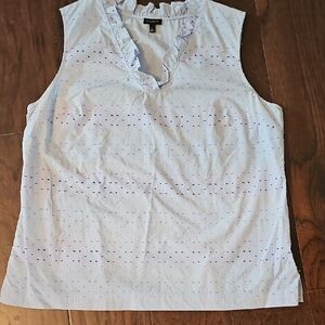 Talbots Light Blue Ruffled Sleeveless Blouse